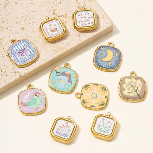 Bijoux pendentifs en acier inoxydable , Acier inoxydable 304, Placage de couleur d'or, DIY & émail, plus de couleurs à choisir, 3PC/sac, Vendu par sac