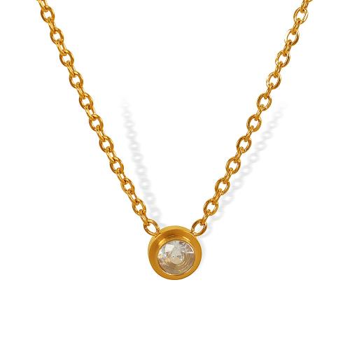 Collier de bijoux en acier inoxydable, Acier inoxydable 304, Placage, bijoux de mode & pavé de micro zircon & pour femme, doré, Vendu par PC