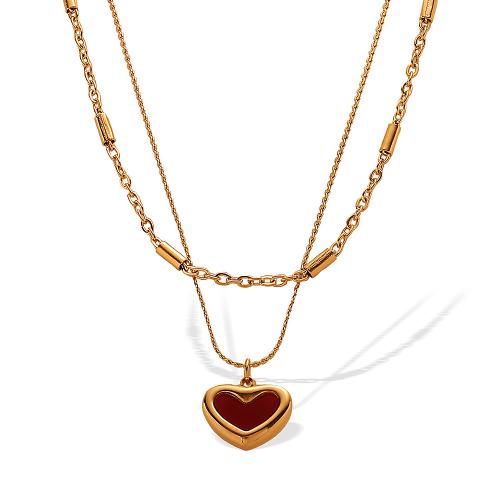 Collier de bijoux en acier inoxydable, Acier inoxydable 304, avec Acrylique, Placage, 2 pièces & bijoux de mode & pour femme, doré, Vendu par fixé