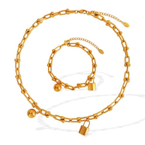 Fashion Stainless Steel Jewelry Sets, 304 Stainless Steel, plated, fashion jewelry & different styles for choice & for woman, golden, Sold By PC