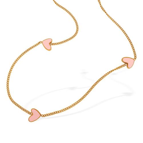 Edelstahl Schmuck Halskette, 304 Edelstahl, plattiert, Modeschmuck & für Frau & Emaille, goldfarben, verkauft von PC