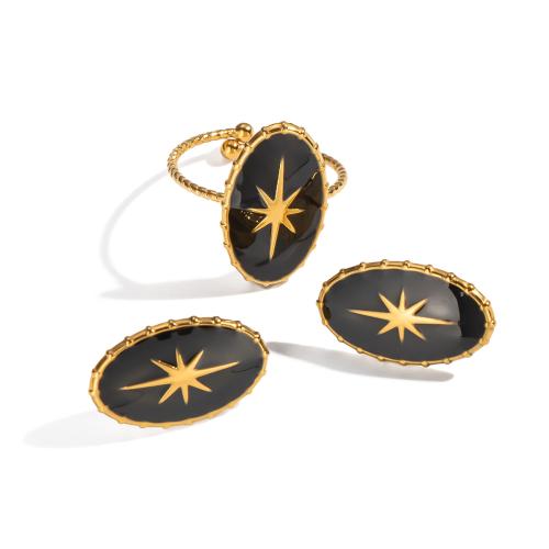 Emaille Edelstahl Schmuck Set, 304 Edelstahl, plattiert, verschiedene Stile für Wahl & für Frau, goldfarben, verkauft von PC