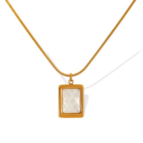 Edelstahl Schmuck Halskette, 304 Edelstahl, mit Weiße Muschel, plattiert, Modeschmuck & für Frau, goldfarben, verkauft von PC