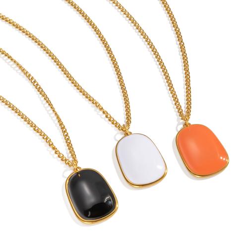 Edelstahl Schmuck Halskette, 304 Edelstahl, goldfarben plattiert, Modeschmuck & für Frau & Emaille, keine, verkauft von PC