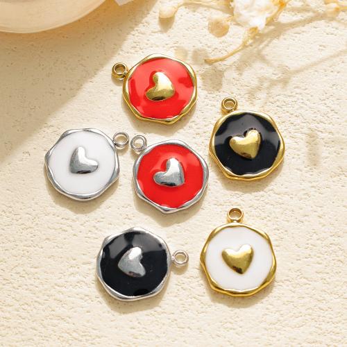 Stainless Steel Heart Pendants, 304 Stainless Steel, gold color plated, DIY & enamel, golden, 10PCs/Bag, Sold By Bag