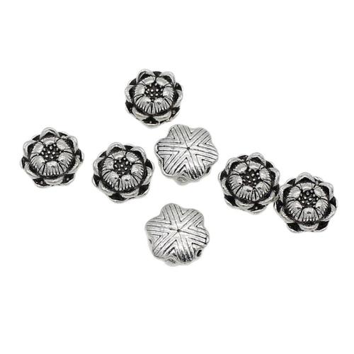 Tibetan Style Spacer Beads, Flower, silver color plated, DIY, 10x5mm, Sold By Bag