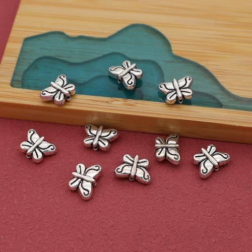 Tibetan Style Spacer Beads, Butterfly, silver color plated, DIY, 10x7.50mm, 100PCs/Bag, Sold By Bag
