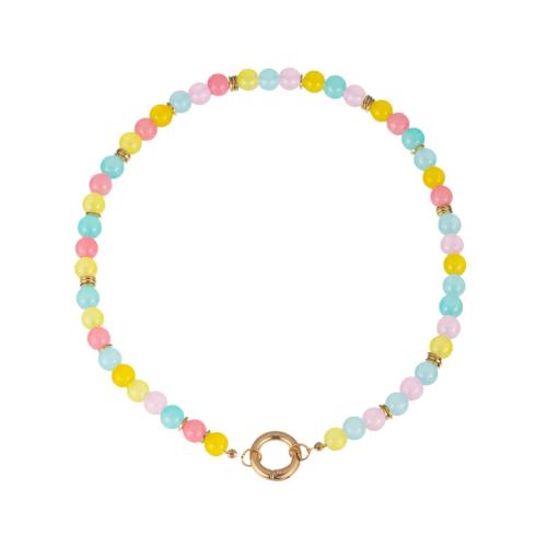 Lampwork Necklace, with Brass, gold color plated, fashion jewelry & for woman, golden, Sold By PC