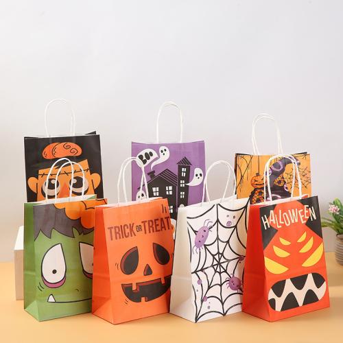 Kraft Gift Bag, printing, Halloween Design & different designs for choice, 210x150x80mm, Sold By PC