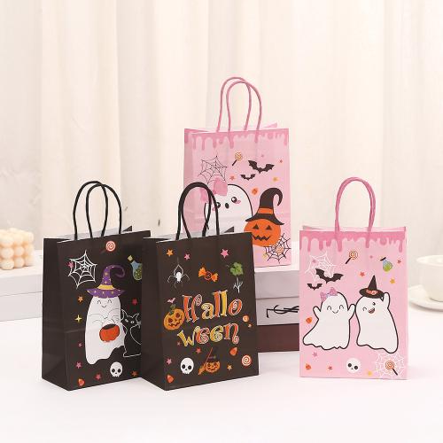Kraft Gift Bag, printing, Halloween Design & different designs for choice, 210x150x80mm, Sold By PC