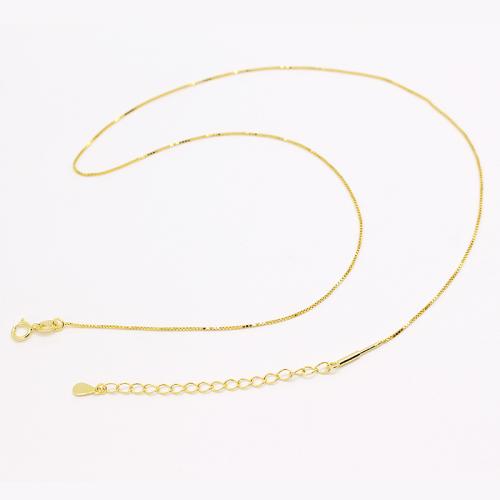 Chaîne collier en argent Sterling 925, Placage de couleur d'or, DIY & normes différentes pour le choix & chaîne de boîte, Vendu par PC