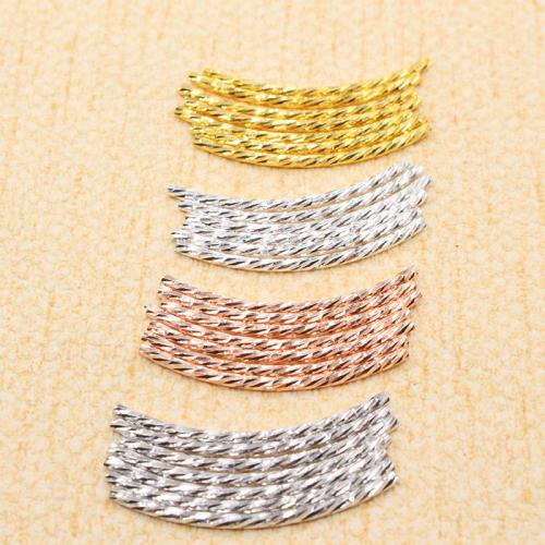925 Sterling Silver Curved Tube Beads, DIY, more colors for choice, 30x1.50mm, Sold By PC