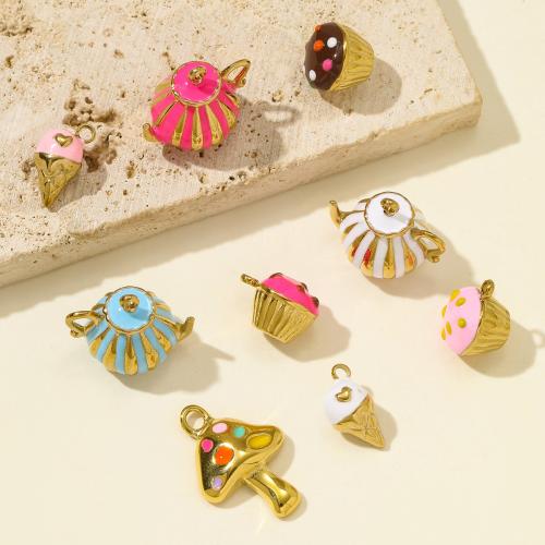 Bijoux pendentifs en acier inoxydable , Acier inoxydable 304, Placage de couleur d'or, DIY & émail, plus de couleurs à choisir, 3PC/sac, Vendu par sac