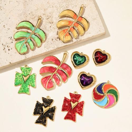 Bijoux pendentifs en acier inoxydable , Acier inoxydable 304, Placage de couleur d'or, DIY & émail, plus de couleurs à choisir, 3PC/sac, Vendu par sac