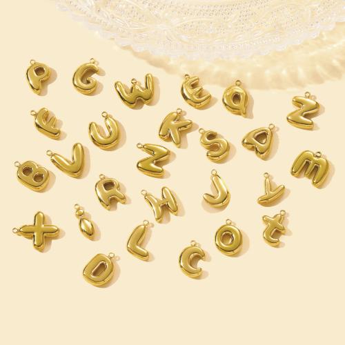 Pendentifs en acier inoxydable Lettre, Acier inoxydable 304, Lettre d’alphabet, Placage de couleur d'or, DIY, doré, 3PC/sac, Vendu par sac
