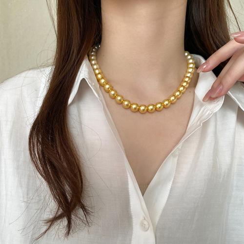 Glasperlen Halsketten, goldfarben plattiert, DIY, goldfarben, 8-10mm, verkauft von Strang
