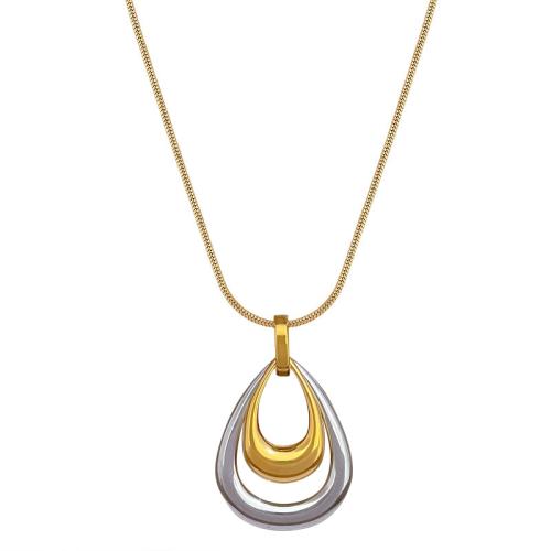 Titanium Steel Necklace, Vacuum Ion Plating, for woman & two tone & hollow, Sold By PC