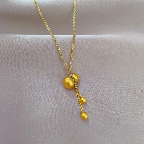 Titanium Steel Necklace, Vacuum Ion Plating, fashion jewelry & for woman, golden, Length:Approx 21-50 cm, Sold By PC