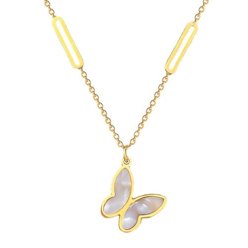 Titanium Steel Necklace, with Pearl Oyster, with 5cm extender chain, plated, fashion jewelry & for woman, more colors for choice, Pendant:1.9x1.5cm, Length:40 cm, Sold By PC