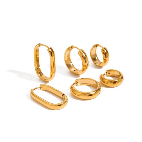 Huggie Anneau d'oreille, Acier inoxydable 304, Plaqué or 18K, bijoux de mode & styles différents pour le choix & pour femme, Vendu par paire