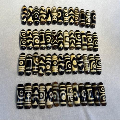 Perles agate dzi tibétaine naturelle, agate Tibétaine, envoyé au hasard & modèle mixte & DIY, 38x12mm, 5PC/sac, Vendu par sac