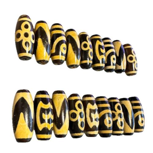 Perles agate dzi tibétaine naturelle, agate Tibétaine, envoyé au hasard & modèle mixte & DIY, 8x20mm, 10PC/sac, Vendu par sac