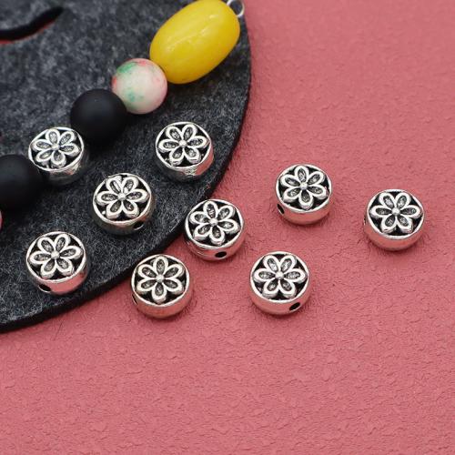 Tibetan Style Spacer Beads, Flower, silver color plated, DIY, 9x5mm, Inner Diameter:Approx 1.5mm, 100PCs/Bag, Sold By Bag