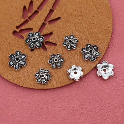 Chapeau de perle en alliage de zinc, fleur, Placage de couleur argentée, DIY, Diamètre intérieur:Environ 1.5mm, 100PC/sac, Vendu par sac