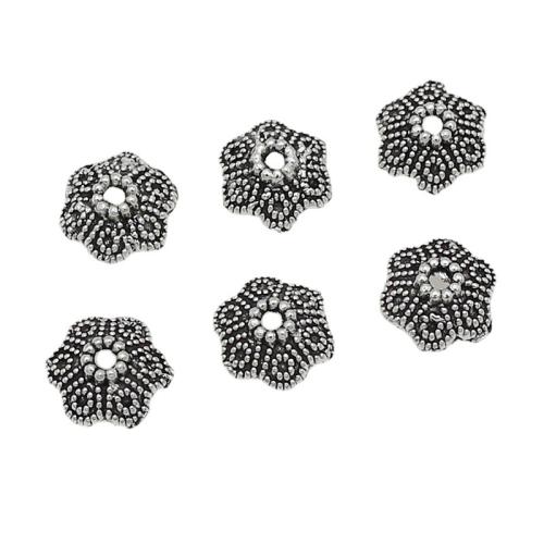 Chapeau de perle en alliage de zinc, fleur, Placage de couleur argentée, DIY, 11mm, Vendu par sac