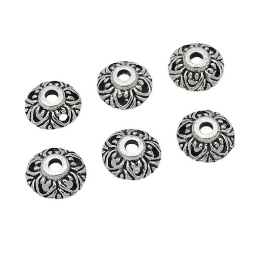 Chapeau de perle en alliage de zinc, fleur, Placage de couleur argentée, DIY, 10mm, 100PC/sac, Vendu par sac