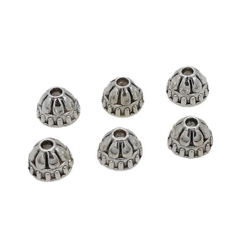 Chapeau de perle en alliage de zinc, Placage de couleur argentée, DIY, 8x5mm, Diamètre intérieur:Environ 1mm, 100PC/sac, Vendu par sac