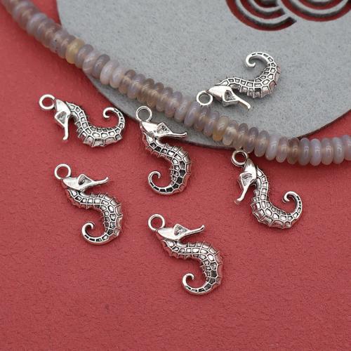 Pendentifs animaux en alliage de zinc, hippocampe, Placage de couleur argentée, DIY, 22x11mm, 100PC/sac, Vendu par sac