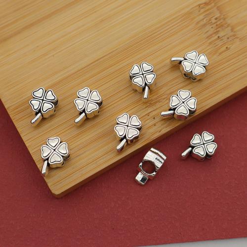 Bijoux de perles en alliage de Zinc , Trèfle à quatre feuilles, Placage de couleur argentée, DIY, argent, 13x8mm, Vendu par sac