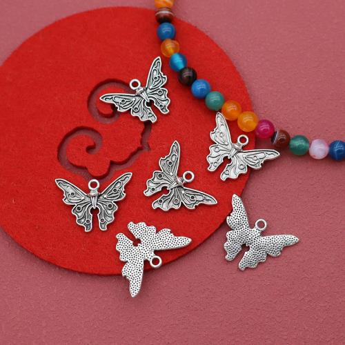 Colgantes Animales de Aleación de Zinc, Mariposa, chapado en color de plata, Bricolaje, 24x18mm, 100PCs/Bolsa, Vendido por Bolsa