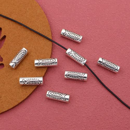 Perles tubes en alliage de zinc, Placage de couleur argentée, DIY, 14x25mm, 100PC/sac, Vendu par sac