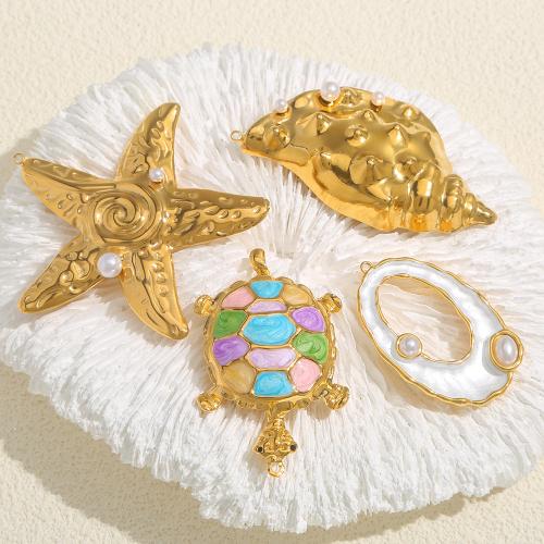 Acier inoxydable animaux Pendentifs, Acier inoxydable 304, avec perle de plastique, Placage de couleur d'or, DIY & émail, doré, 10PC/sac, Vendu par sac