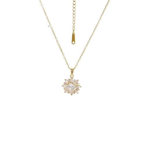Collier de bijoux en acier inoxydable, Acier inoxydable 304, Placage de couleur d'or, bijoux de mode & avec strass, doré, Vendu par PC