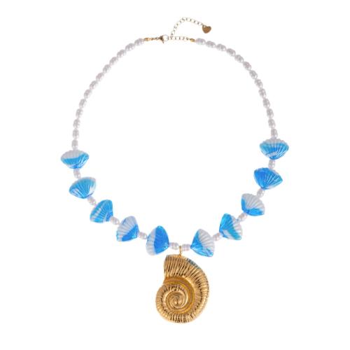 Lampwork Necklace, 304 Stainless Steel, with Glass Beads & Lampwork, plated, fashion jewelry & for woman, mixed colors, Sold By PC