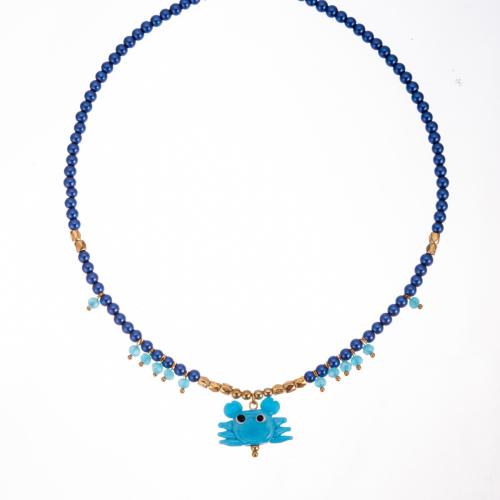 Lampwork Necklace, 304 Stainless Steel, with Glass Beads & Cloth & Lampwork & Copper Coated Plastic, plated, fashion jewelry & different styles for choice & for woman, mixed colors, Sold By PC