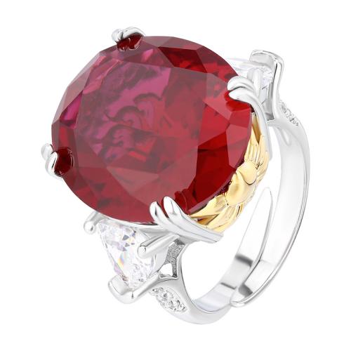 Brass Finger Ring, gold color plated, for woman & with rhinestone, original color, Sold By PC