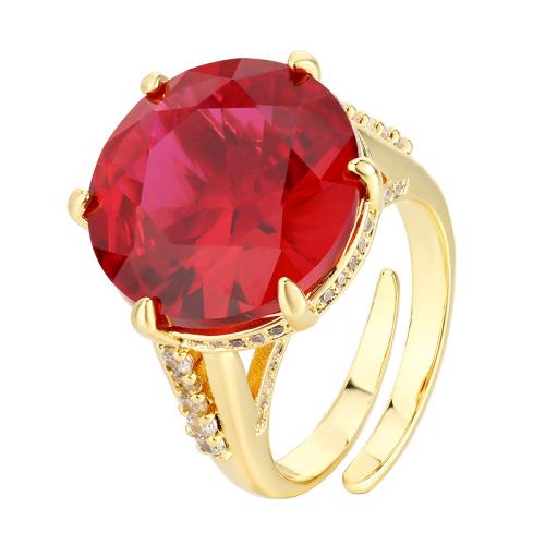 Messing Fingerring, goldfarben plattiert, Modeschmuck & für Frau & mit Strass, keine, verkauft von PC