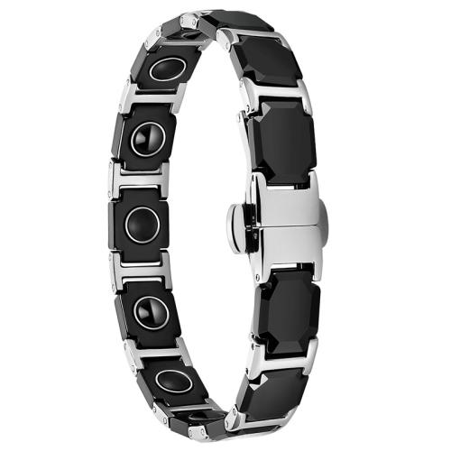 316 L Edelstahl Armband, mit Schwarz+Magnet+Stein & Porzellan, poliert, Modeschmuck & für Frau, Länge:ca. 8.5 ZollInch, verkauft von PC