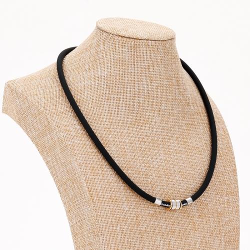 Silicone Necklace, with 304 Stainless Steel, plated, fashion jewelry & Unisex, Length:Approx 18 Inch, Sold By PC