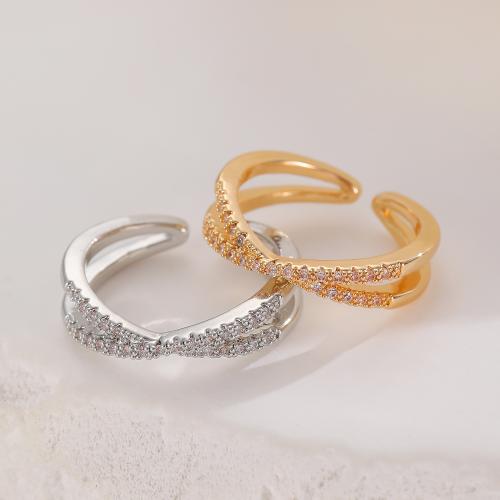 Messing Fingerring, plattiert, Modeschmuck & mit Strass, keine, frei von Nickel, Blei & Kadmium, verkauft von PC