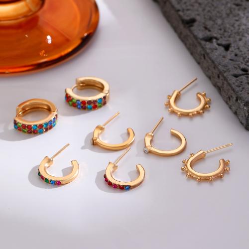 Messing Ohrstecker, plattiert, Modeschmuck & mit Strass, keine, frei von Nickel, Blei & Kadmium, verkauft von Paar