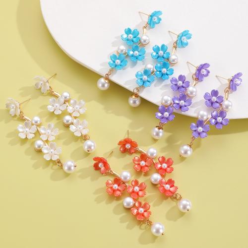 Acryl Schmuck Ohrring, Zinklegierung, mit Kunststoff Perlen & Acryl, goldfarben plattiert, Modeschmuck, keine, verkauft von Paar