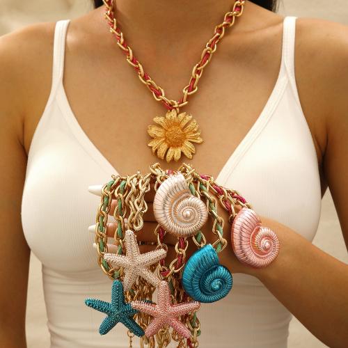 Collar de Aleación de Zinc, chapado en color dorado, Joyería, más colores para la opción, Vendido por UD