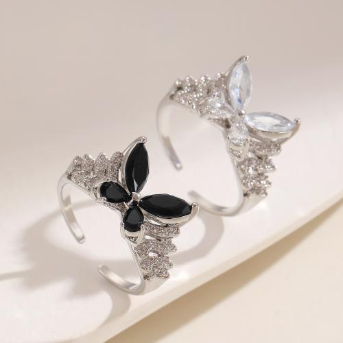 Kubische Zro2-Micro Pave Messingring, Messing, plattiert, Modeschmuck & Micro pave Zirkonia, keine, frei von Nickel, Blei & Kadmium, verkauft von PC