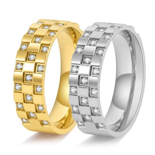 Zirkonia Edelstahl-Finger- Ring, 304 Edelstahl, unisex & verschiedene Größen vorhanden & Micro pave Zirkonia, keine, verkauft von PC