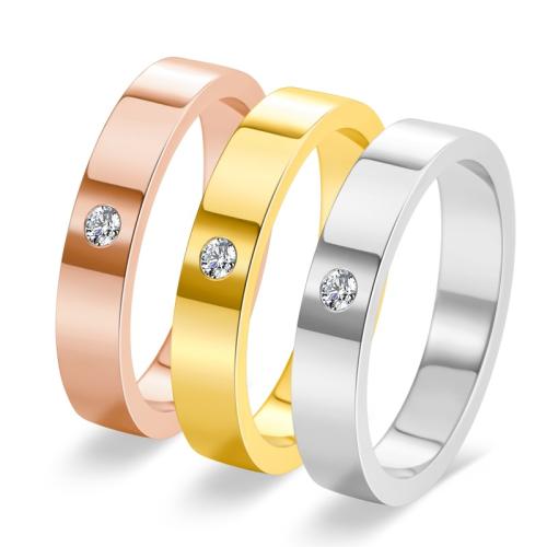 Rhinestone Stainless Steel Finger Ring, 304 Stainless Steel, plated, different size for choice & for woman & with rhinestone, more colors for choice, Sold By PC